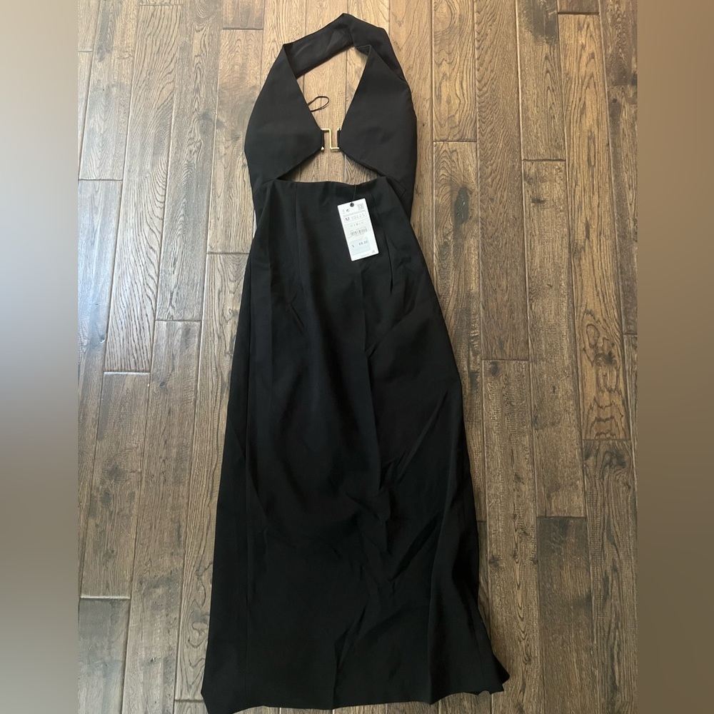 Zara Halterneck Black Midi Dress